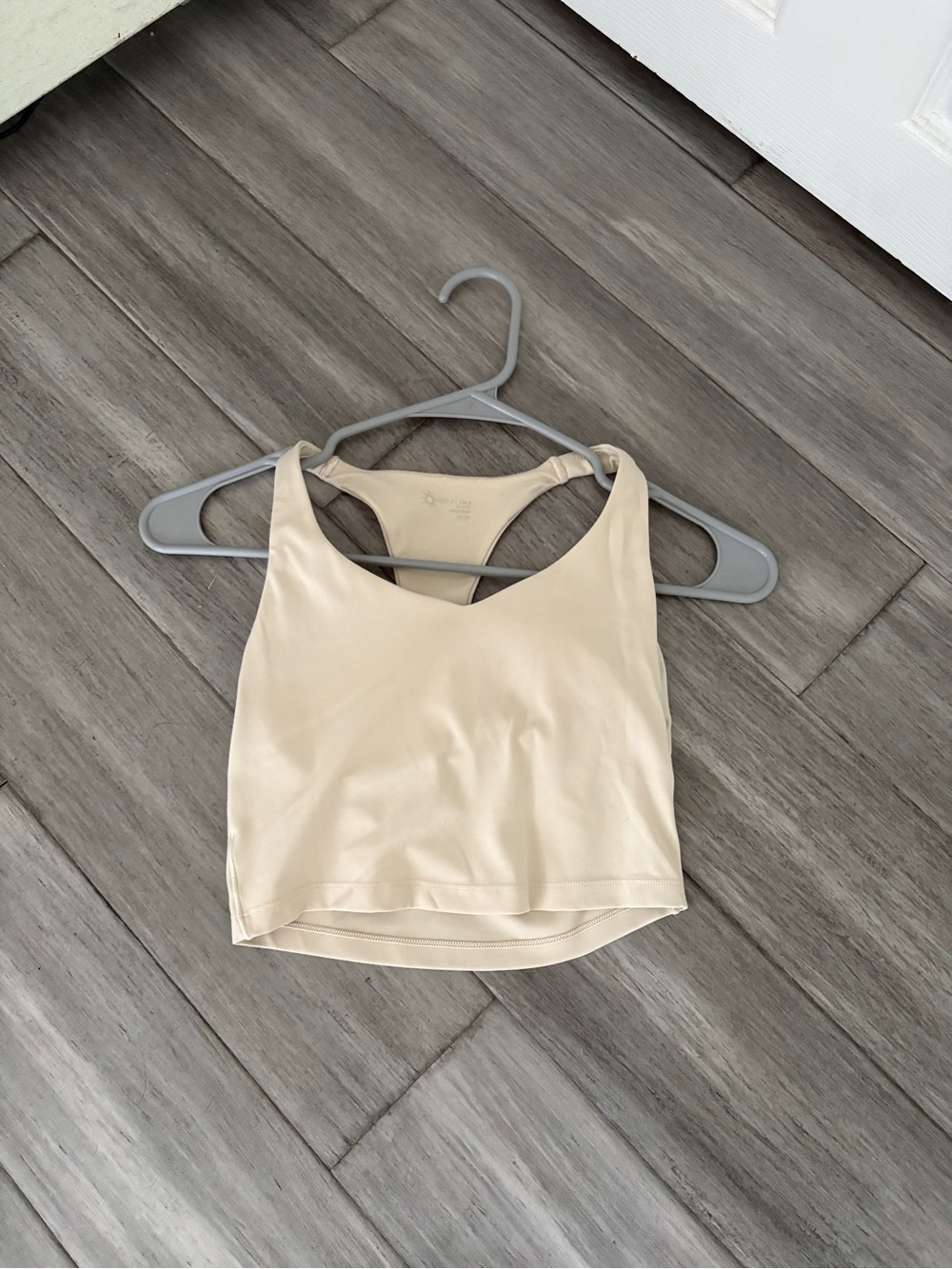 aerie Cream Cropped Racerback Tank Top